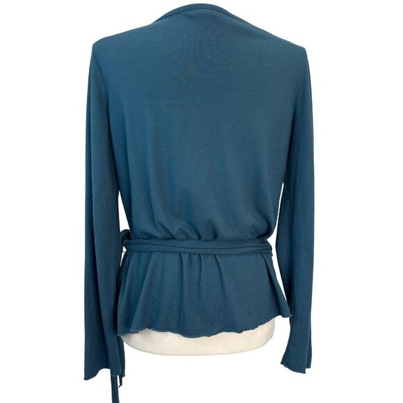 J. Jill  Wrap Shirt Teal Green Ladies MED Career Casual - Picture 6 of 7